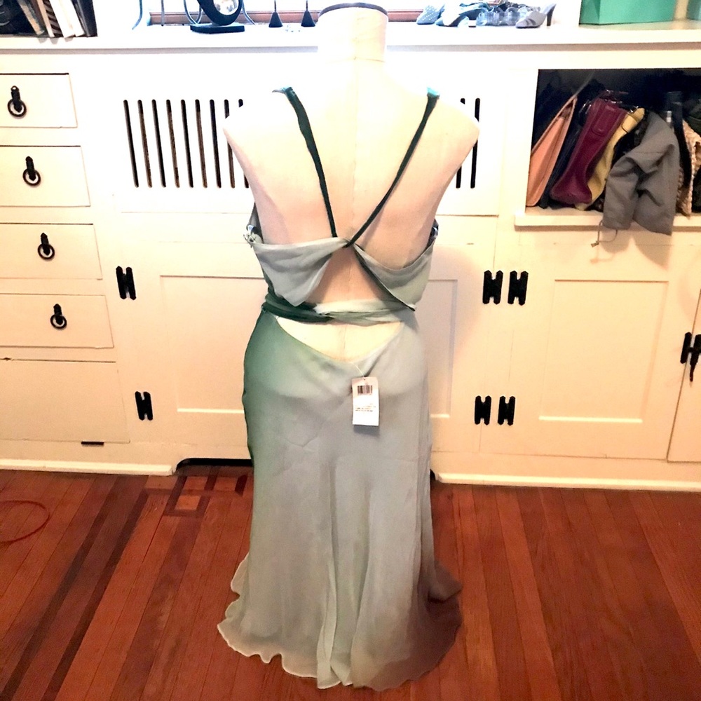 NWT BCBG MAXAZRIA Green & Brown Ombre Silk Dress - Picture 2 of 8